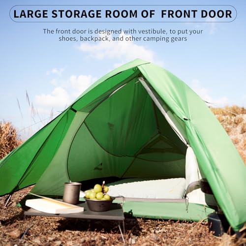 Naturehike Cloud Up 1 Person Tent, Lightweight Backpacking Tents for One Man, Waterproof Ultralight One Person Tent for Camping Hiking Backpacking - color: Green