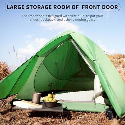 Naturehike Cloud Up 1 Person Tent, Lightweight Backpacking Tents for One Man, Waterproof Ultralight One Person Tent for Camping Hiking Backpacking - color: Green