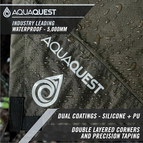 AquaQuest Guide Tarp – Ultralight Waterproof (5,000 mm) Seam-Taped 40D Ripstop Rain Fly for Backpacking, Stealth Camping & Thru-Hiking - color: Olive Drab Kit, size: 10 x 10 ft