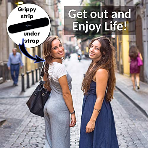 Prevent Strap Slips - The ORIGINAL Non Slip Shoulder Strap Grip Strips – Set of Large Black or Small Semi-Clear - color: Large Black