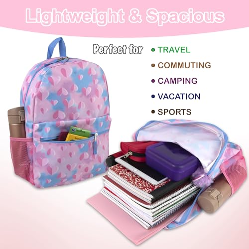Trail maker 17 inch Backpack for Travel & Commute, Zippered Front & Mesh Side Pockets, Padded Straps - color: Loving Hearts