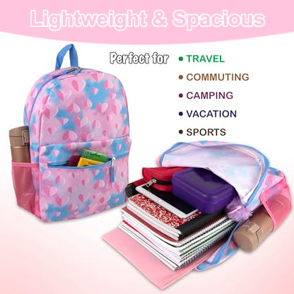Trail maker 17 inch Backpack for Travel & Commute, Zippered Front & Mesh Side Pockets, Padded Straps - color: Loving Hearts