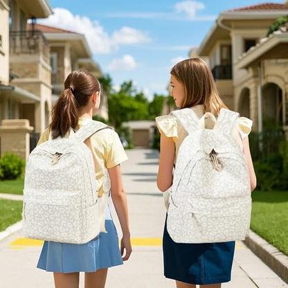 LEDAOU School Backpack for Teen Girls Elementary Middle School Bookbag Kids Backpacks Women Laptop Backpack Travel Daypack - color: Leopard Print