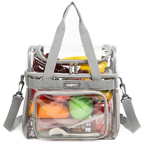 J.CARP Clear Bag Heavy Duty Backpack Durable Transparent See Through Bag - color: Lunch Bag Small, Grey