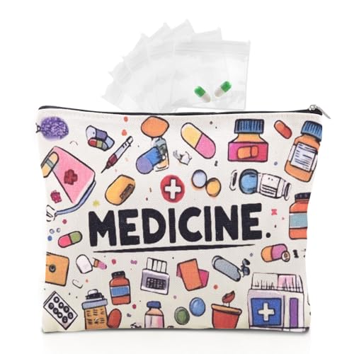 Meds Medicine Makeup Bag for Women Girls Friend Bestie Birthday Christmas Gifts for Women Girls Nurse Doctor Medicine Travel Cosmetic Bags Pouch for Purse Meds Medication Organizer Bag Pouch - color: medicine