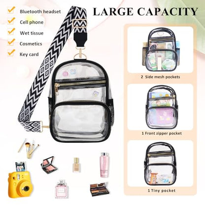 Clear Bag Stadium Approved Events Concerts Sports Outdoors Water Bottle Holder,Clear Purse for Women Men Handbags - color: 1# Black-a