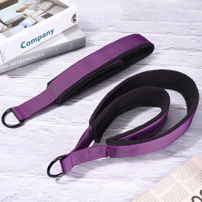 TOBWOLF Pilates Straps - Double Loop D-Ring Straps for Reformer, Padded, Home Gym Workout - color: Purple
