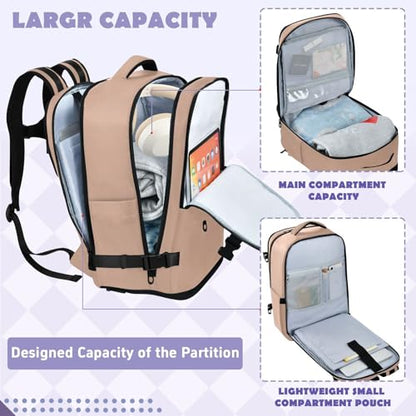 Travel Backpack with Shoe Compartment, 20L Large Capacity Laptop Backpack for Men Women, Dusty Rose Solid Color Daypack for Traveling Hiking Carry On