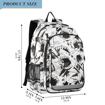 ALAZA Angry Shark Attack Fun Animal Laptop Backpack Purse for Women Men Travel Bag Casual Daypack with Compartment & Multiple Pockets - color: Shark