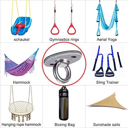 SELEWARE Ceiling Mount Cast Stainless Steel Swing Hanger Wall Anchor Hanging Yoga Swing Hammock Chair Suspension Straps Heavy Bag and More 2 Pcs - color: Ceiling Mount (2 Pack)