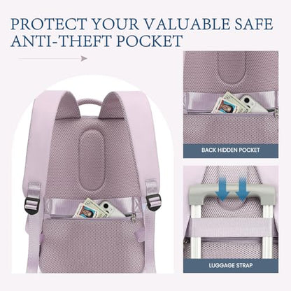 Lossga for Spirit Airlines Personal Item Bag 18x14x8 Inches Travel Bag Mens Travel Backpack for Women Fit Up to 17 inch Weekender Bags With Usb Charging Port Carry on Flight Approved - color: Purple