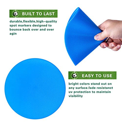 Poly Spot Markers 4inch/9 inch Non-Slip Rubber Agility Markers Flat Field Cones Floor Dots for Football, Soccer, Basketball Training Markers, School Activities, Exercise Drills, Social Distancing - style: 9inch 6Pcs(Blue)