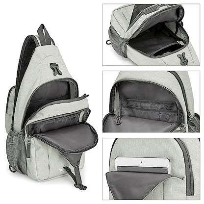 G4Free Sling Bag for Men and Women, RFID Blocking Crossbody Bag, Lightweight Sling Backpack for Travel, Hiking, Walking and Daily Use - color: Gainsboro
