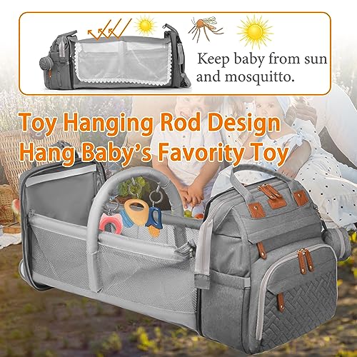 Astro alan Baby Diaper Bag with Changing Station, Waterproof Diaper Bag Backpack for Moms Dads with USB Charging Port, Baby Shower Gifts, Large Capacity diaper backpack, Grey - color: Grey