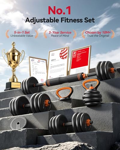 FEIERDUN DS2 Adjustable Dumbbells, 20/30/40/45/70/90lbs Free Weight Set with Connector, 5 in1 Dumbbells Set Used as Barbell, Kettlebells, Push up Stand, Weight Plate, Fitness Exercises for Home Gym Suitable Men/Women - style: A.20LB(10LB Pair)