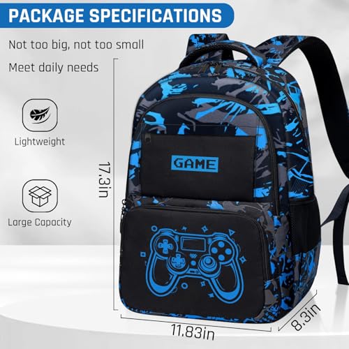 Glow in The Dark Backpack for Boys - Game Boys Backpack for Kids Children Teens Elementary Middle School - 17″ Gamer Bookbag Travel Back Pack for Age 6-18 - color: Game002-backpack Only