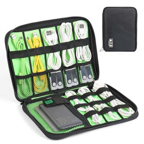 Luxtude Electronics Organizer Travel Case, Cable Organizer Bag, Portable Cord Organizer Travel, Travel Case for Chargers and Cords, Tech Bag, Flying Trip Essentials for Cable Storage/Tech Storage - color: Black, size: Medium