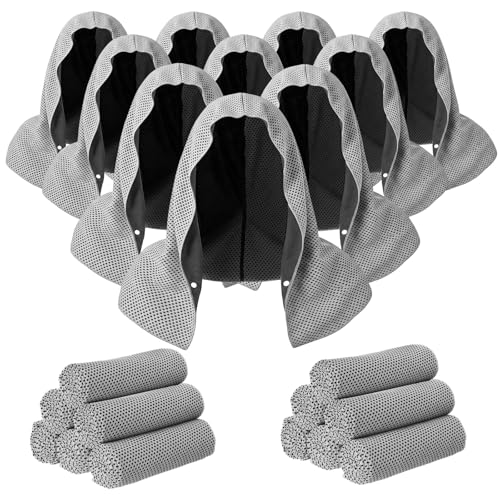 Honoson 20 Pcs12x25 Inch Cooling Hoodie Towel Bulk for Neck and Face 40x12 Inch Quick Dry Sweat Towels Instant Ice Cold Towel for Hot Weather Run Yoga Gym(Light Gray) - color: Light Gray