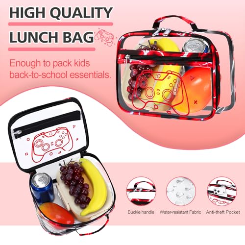DIGOBAY 3PCS Cool Luminous Clear Backpack for Boys Kids, Gamer Clear Bookbag for School, See Through PVC Transparent Backpacks with Lunch Bag Pencil Case, Backpack Heavy Duty for School Stadium - color: Red Lightning