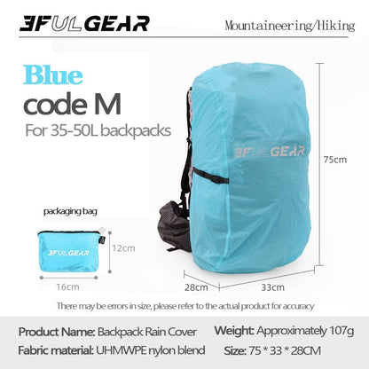 3F 20-85L backpack rain cover, waterproof, dustproof, wear-resistant, tear resistant outdoor hiking backpack cover (blue-M) - color: Blue-m
