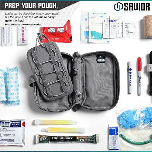 Savior Equipment IFAK Buddy Tactical First-Aid Kit Rip Away MOLLE Pouch Emergency EMT Utility Organization Medical Supply Carrier Outdoor Survival Travel Bag, Attach to Backpack/Belt Loop - color: SW Gray