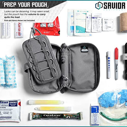 Savior Equipment IFAK Buddy Tactical First-Aid Kit Rip Away MOLLE Pouch Emergency EMT Utility Organization Medical Supply Carrier Outdoor Survival Travel Bag, Attach to Backpack/Belt Loop - color: SW Gray