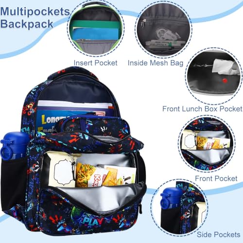 RHCPFOVR Kids Backpack for Girls - Girls Backpack 3-8 Ages Butterfly for Kids 15 Inch School Bookbag for Kindergarten Elementary School Bookbag for Girl 1st 3nd Grade - style: Dark Blue Games