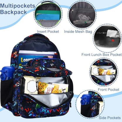 RHCPFOVR Kids Backpack for Girls - Girls Backpack 3-8 Ages Butterfly for Kids 15 Inch School Bookbag for Kindergarten Elementary School Bookbag for Girl 1st 3nd Grade - style: Dark Blue Games