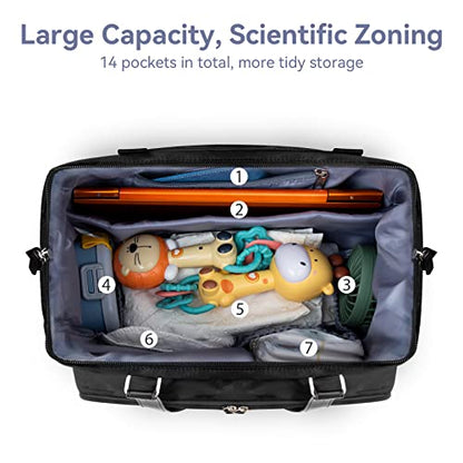 4 in 1 Convertible Daddy Bag Backpack, Camo Black Diaper Backpack for Dad and Mom, Father's Bag for Hospital with DADDY Imprint, Baby Care Diaper Backpack & Tote with 14 Pockets - color: Camo Black Daddy Bag