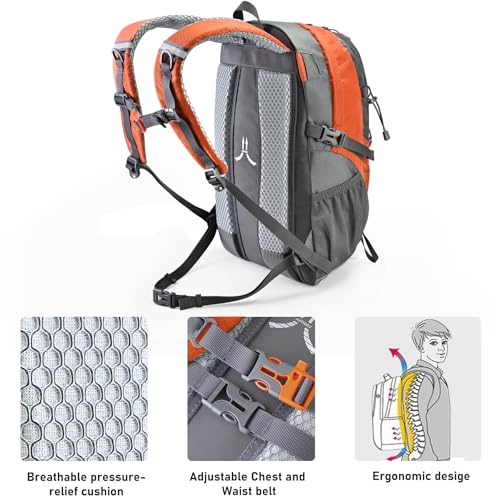 N NEVO RHINO Hiking Backpack 20L Water Resistant Outdoor Day Pack,Lightweight Travel Small Backpack for Men Women - color: Orange
