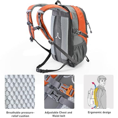 N NEVO RHINO Hiking Backpack 20L Water Resistant Outdoor Day Pack,Lightweight Travel Small Backpack for Men Women - color: Orange