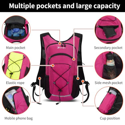 15L Small Hiking Backpack Lightweight Hydration Backpack for Men Women, Warterproof Hiking Daypack for Travel Cycling - color: Rose