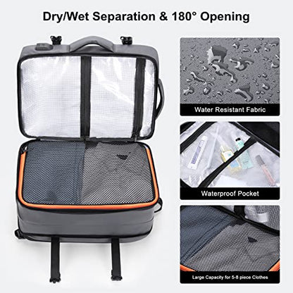 HOMIEE 40L Expandable Carry on Backpack Fit 15.6 Inch Laptop with USB Charging Port for Business Weekender, TSA Approved Personal Item Travel Backpack Waterproof Luggage Suitcase - color: Grey
