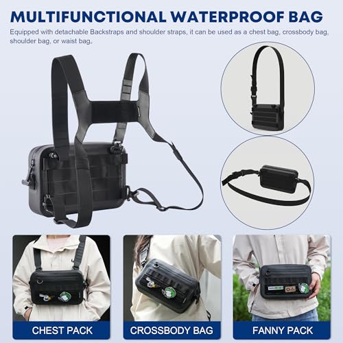 WILD HEART Sports Chest Bag for Men Women Comepletely Waterproof Tactical Chest Pack Multifunction Motorcycle bag for Outdoor Activities