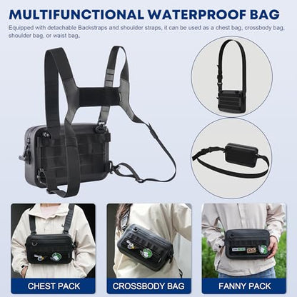 WILD HEART Sports Chest Bag for Men Women Comepletely Waterproof Tactical Chest Pack Multifunction Motorcycle bag for Outdoor Activities
