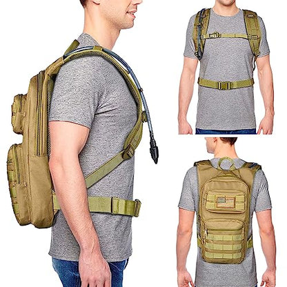 NOOLA Hydration Backpack with 3L TPU Water Bladder, Tactical Molle Water Backpack for Men Women, Hydration Pack for Hiking, Biking, Running and Climbing - color: Tan