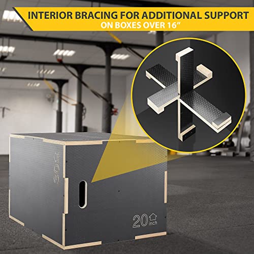 Philosophy Gym 3-in-1 Non-Slip Wooden Plyo Box, Wood Plyometric Jump Box Platform for Home Gym, HIIT, Step-Ups, and Strength Training - size: 30 x 24 x 20 Inch