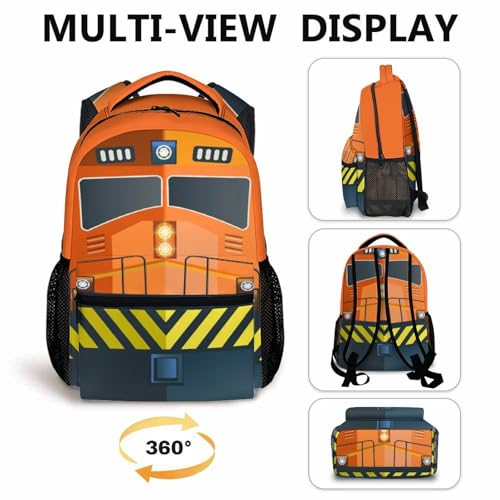 Train School Backpack Gifts for Kids Boys Students, Back to School Essentials Gifts, 17" Lightweight Train Bookbag with Adjustable Straps for Kindergarten Primary Elementary - color: Color 17