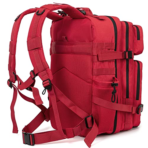 QT&QY 25L/45L Military Tactical Backpack For Men Molle Daypack 3 Day Bug Out Bag Hiking Rucksack With Bottle Holder - color: 45l 1.0 Red