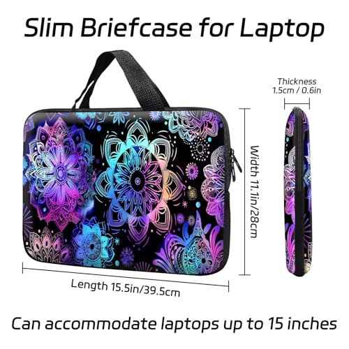 14 15 15.4 15.6 inch Laptop Handle Bag Computer Bag, Pouch Holder Notebook Sleeve Cover Soft Case Compatible for Dell,Lenovo,Toshiba HP, Asus Notebook-Mandala - color: Mandala