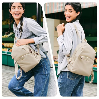 GOLF SUPAGS Stylish Laptop Backpack Purse for Women Girls Casual Travel Daypack Mini Backpack Handbag Nylon Bookbag - color: Apricot