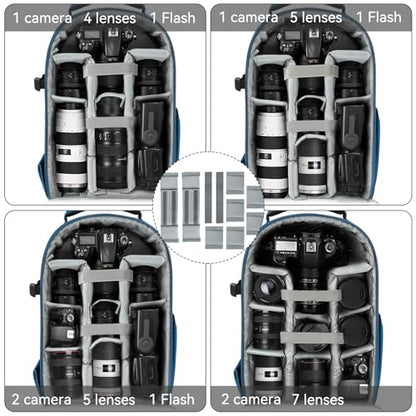 Camera Backpack, Hardshell DSLR Photography Camera Bag with Rain Cover, Waterproof Hard Shell Camera Case with Tripod Holder & 15.6" Laptop Compartment Compatible with Canon/Nikon/Sony/DJI Mavic Drone - color: Blue