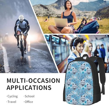 Ergonomic Padded Backpack Love Heart Wolf Dream Catcher, Anti Theft Spacious Travel Daypack Sturdy Polyester Bag for Commute Gym Outdoor Leisure Use - color: Design (1205)
