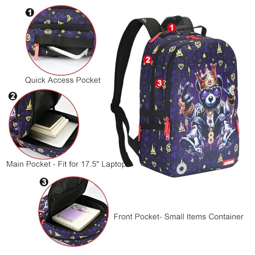 Graffiti Backpack, Designer Laptop Backpack for 15.6 Inch Work,Water Resistant Backpack Computer Bag (KingBear) - color: Kingbear