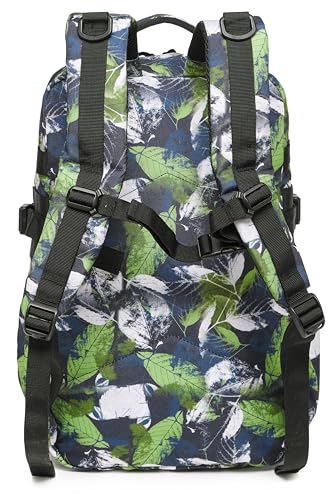 Wotony Military Tactical Backpack for Men Waterproof Daypack 3 Day Assault Pack Molle Bag with Water Bottle Holder - color: Green Leaves, size: 30L