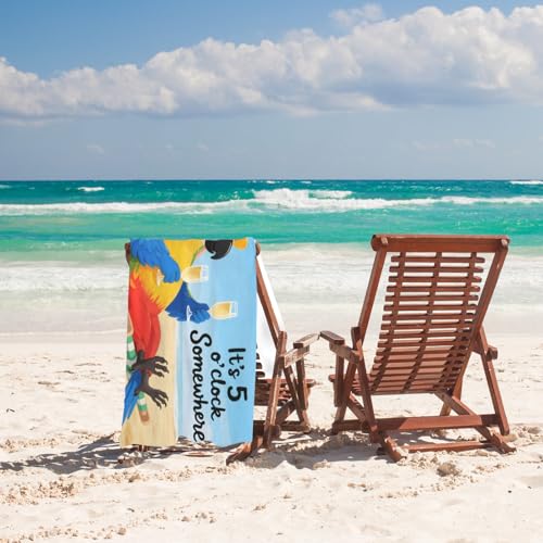 It's 5 O'Clock Somewhere Beach Towel, Funny Summer Aldult Quick Dry Camping Bath Towel, Absorbent Thin Lightweight Beach Blanket for Sports Travel Pool Swimming Bathroom 30x60 Inch/ 77X153cm - color: It's 5 O'clock Somewhere