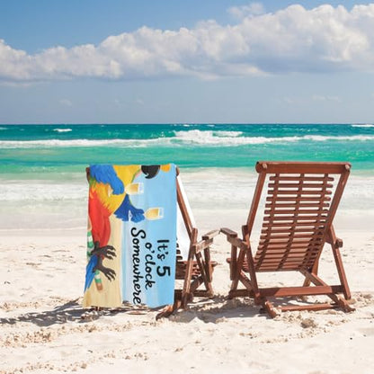 It's 5 O'Clock Somewhere Beach Towel, Funny Summer Aldult Quick Dry Camping Bath Towel, Absorbent Thin Lightweight Beach Blanket for Sports Travel Pool Swimming Bathroom 30x60 Inch/ 77X153cm - color: It's 5 O'clock Somewhere