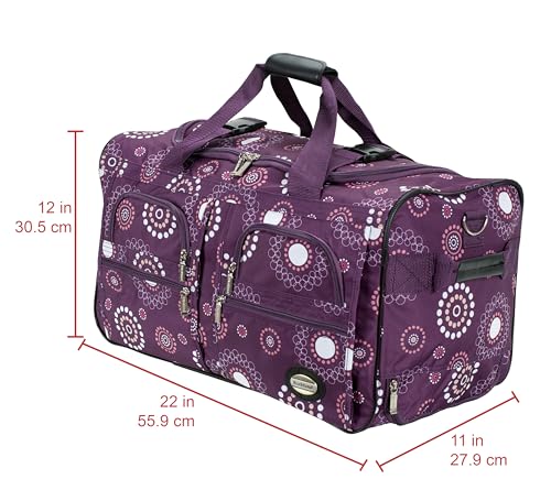 Rockland Rolling Duffel Bag, Black, 22" - color: Purple Pearl, size: 22"