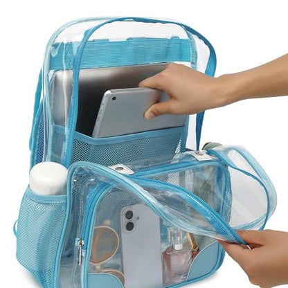 Fuyicat Clear Backpack Heavy Duty PVC Transparent Girls Kids School Backpacks Stadium Approved See Through College Bookbag for Women (Sky Blue) - color: Sky Blue
