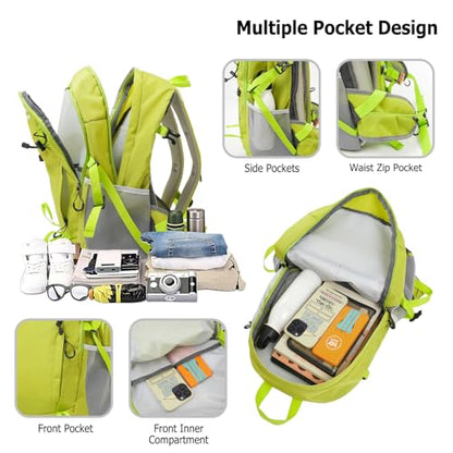 30L Hiking Backpack with Hydration Compartment Water Resistant Outdoor Daypack with Breathable Back System Rucksack for Camping Travel Daily Use Yellow - color: Yellow